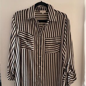 Black and cream women’s Striped long Shirt